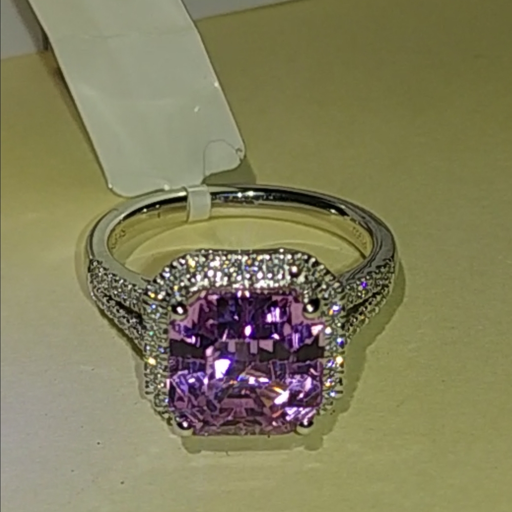 🌸Appraised Quad A Kunzite And Diamond Halo Platinum Engagement Ring🌸